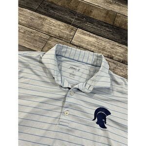 Johnnie-O Kiawah‎ Jersey Polo Mens L Gulf Blue Striped Prep-Formance Shirt